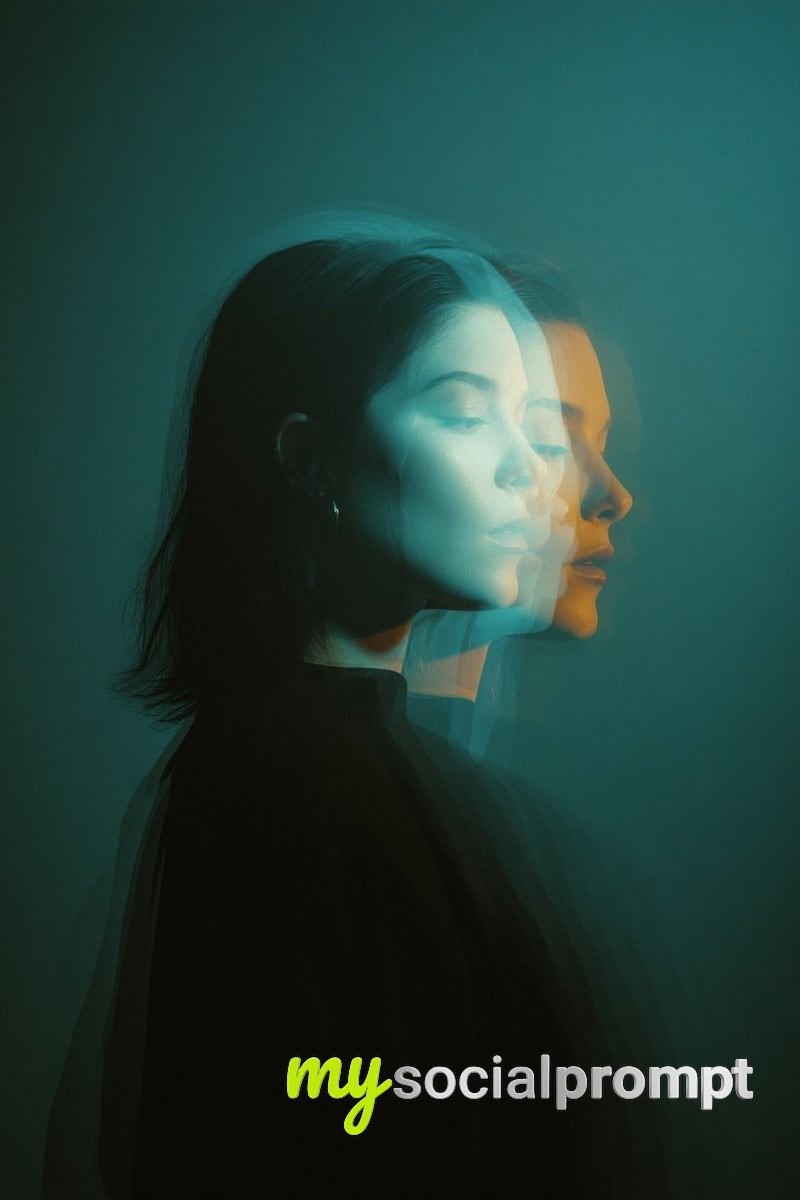 nanobanana prompt: Cinematic Double Exposure Portrait – Moody Teal & Orange Fine Art