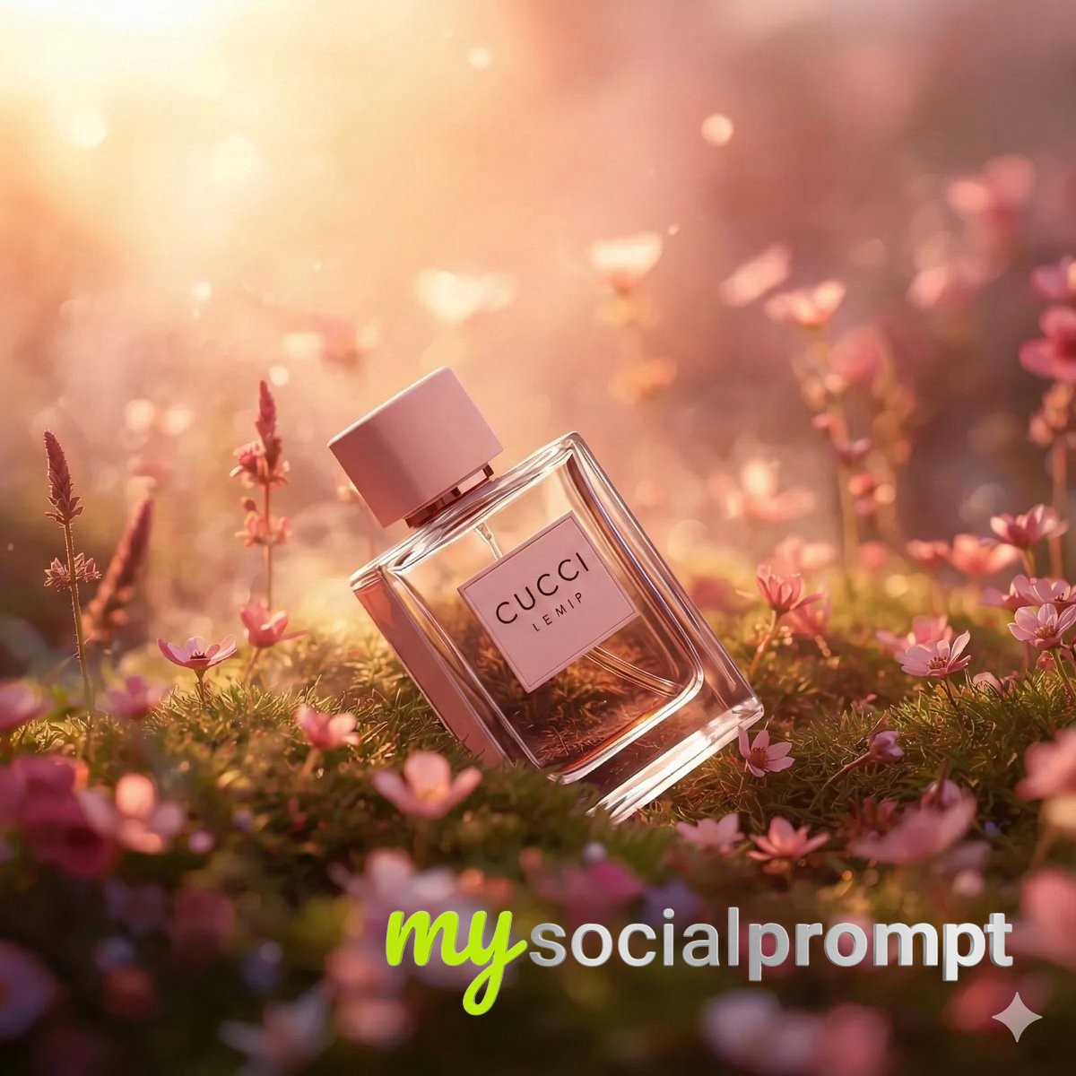 nanobanana prompt: Hyper-realistic Luxury Perfume in Fantasy Meadow 4