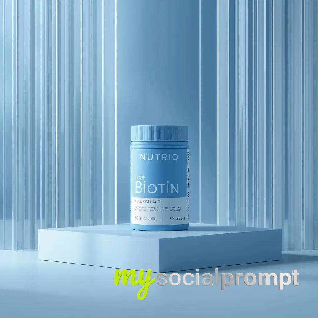 nanobanana prompt: Minimalist Product Photography of NUTRIO Pure Biotin Supplement with Acrylic Reflections 4