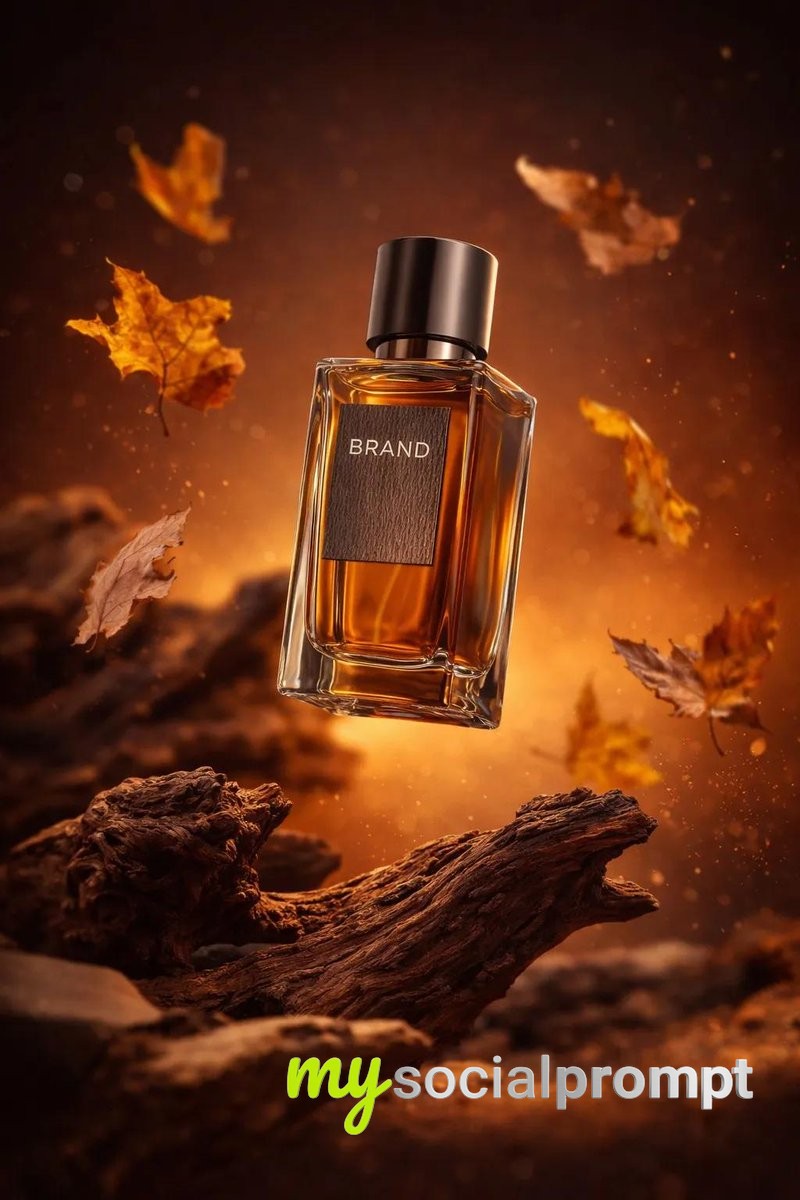 nanobanana prompt: Ultra-Realistic Perfume Shot with Cinematic Lighting & Autumn Motifs 2