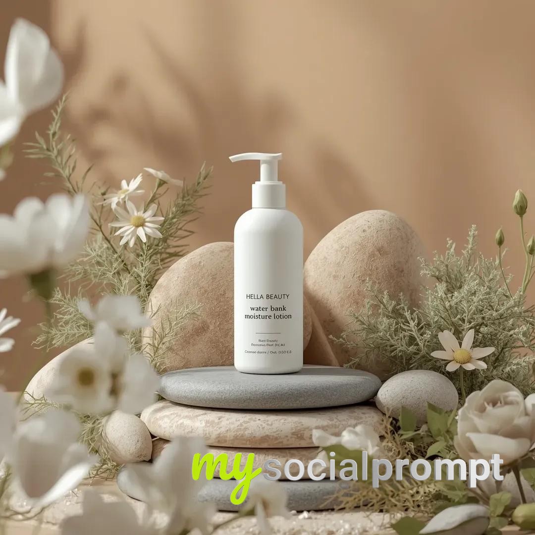 nanobanana prompt: Hyperrealistic Skincare Photography with Botanical Symmetry 3