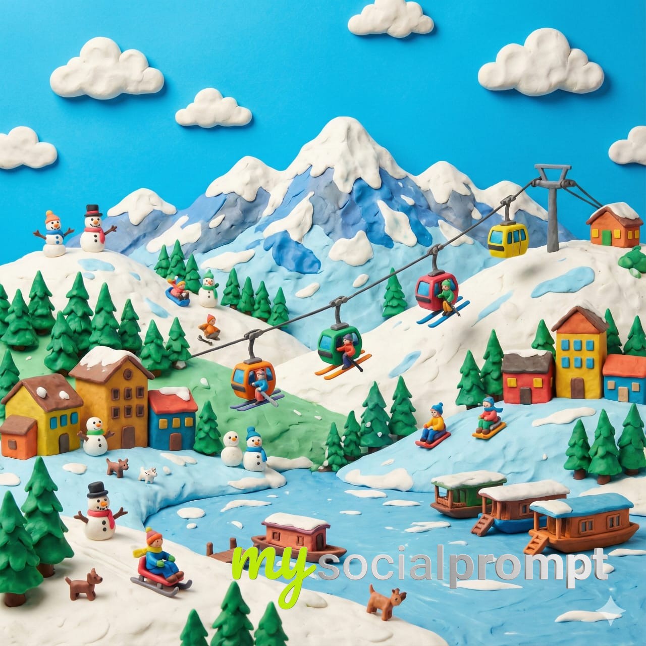 nanobanana prompt: Whimsical Clay Miniature of Kashmir Snowfall Landmark in 8K Ultra-Realism