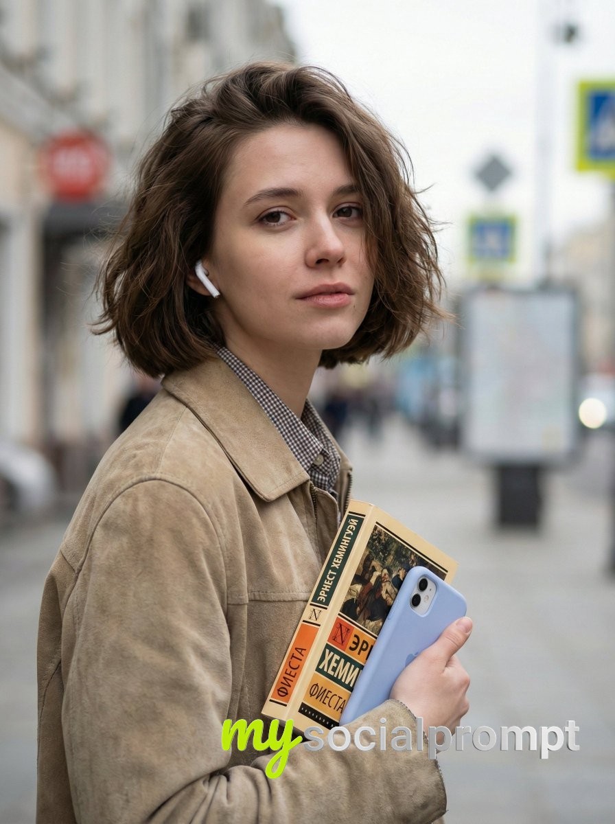 nanobanana prompt: Urban Portrait with Cinematic Bokeh & Authentic Texture