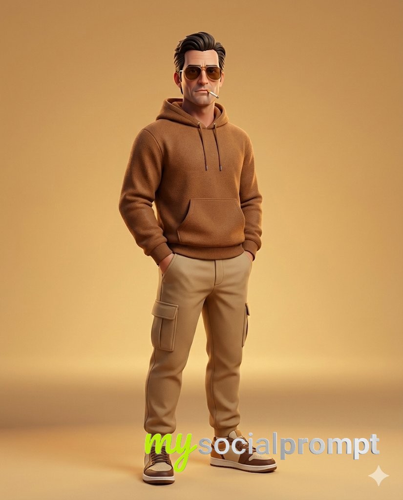 nanobanana prompt: 3D Anthropomorphic Streetwear Character with Strict Color Palette 3