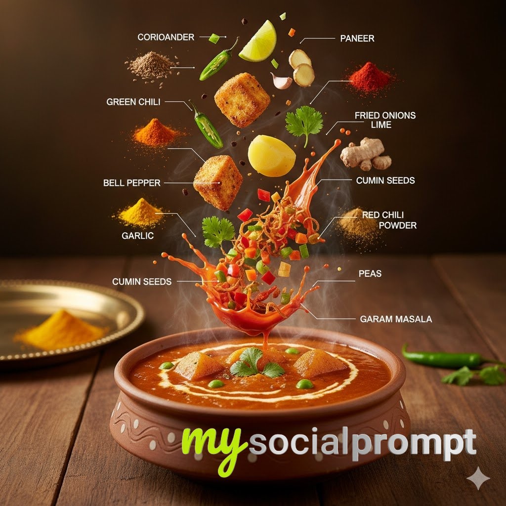 nanobanana prompt: Hyper-realistic Indian Vegetarian Infographic with Cinematic Lighting 2