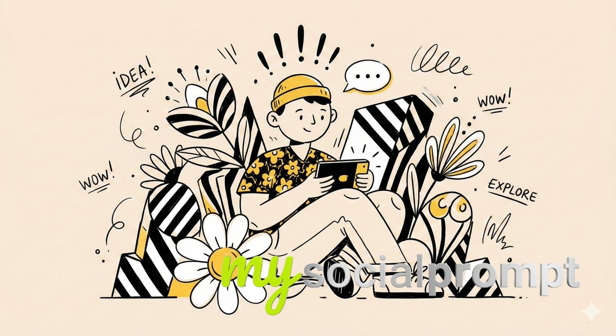 nanobanana prompt: Whimsical Flat Illustration with Abstract Scale & Minimalist Character Design 2