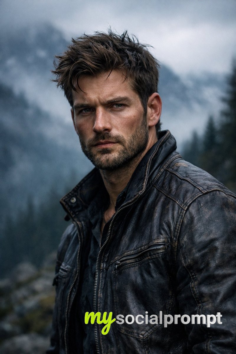 nanobanana prompt: Cinematic Portrait with Rugged Outdoor Adventure Aesthetic