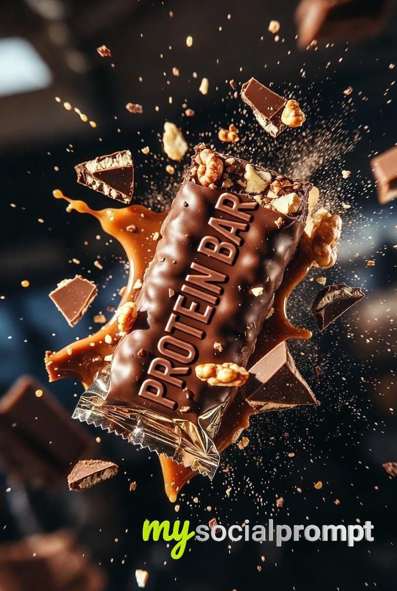 nanobanana prompt: Dynamic Product Photography of Premium Protein Bar with Dramatic Cinematic Lighting 2