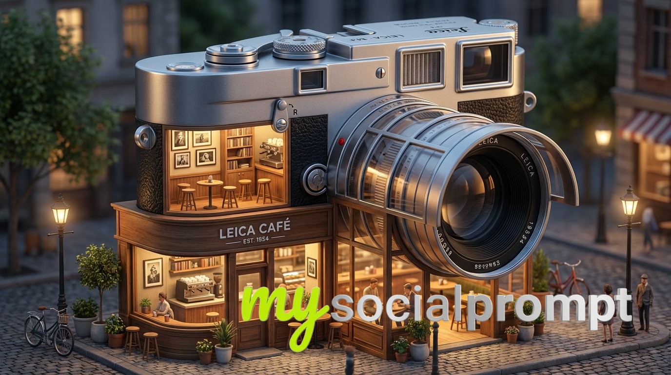 nanobanana prompt: Surreal Miniature Café with Cinematic Lighting & Hyperrealism - AI Prompt Image 4