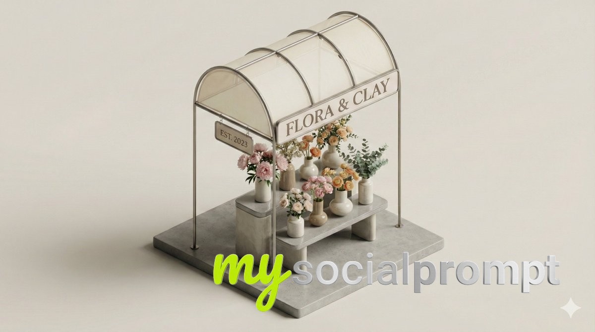 nanobanana prompt: Minimal 3D Isometric Diorama: Urban Retail Architecture with Soft Studio Lighting 2