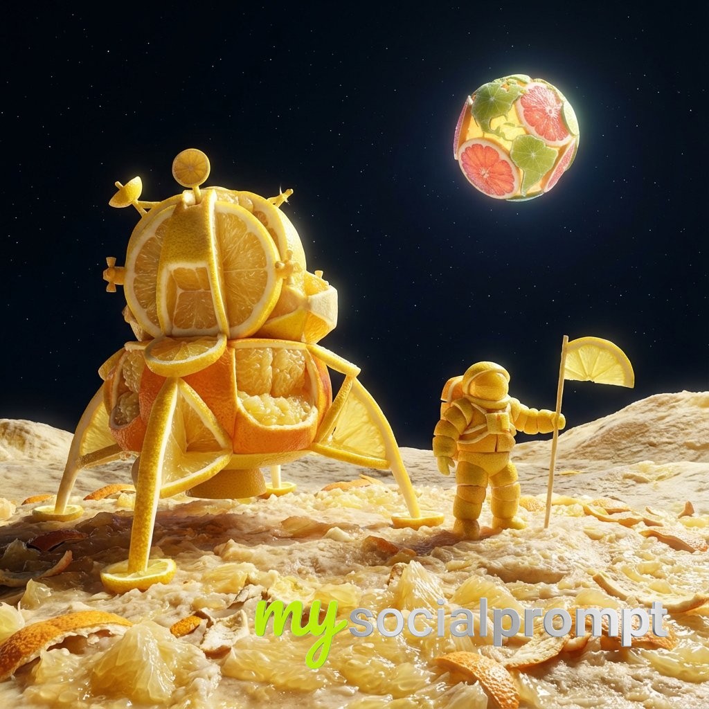 nanobanana prompt: Citrus-Architecture Fusion: Lemon Stadium with Pulp Seating and Daylight Refraction