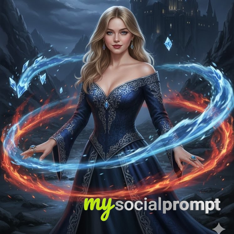nanobanano prompt: Dark Fantasy Wizard Portrait with Elemental Composition
