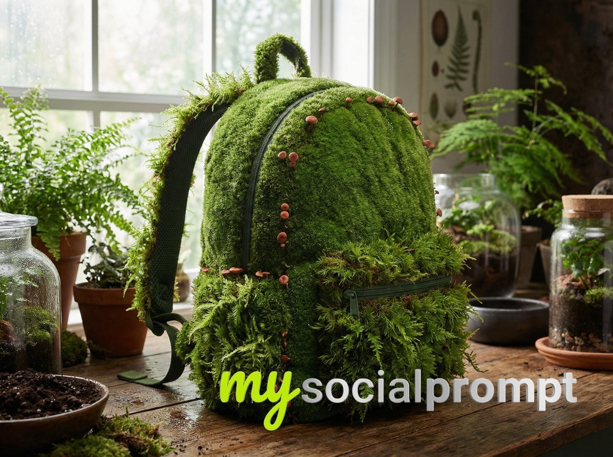 nanobanana prompt: Biophilic Product Photography with Living Moss Textures 2