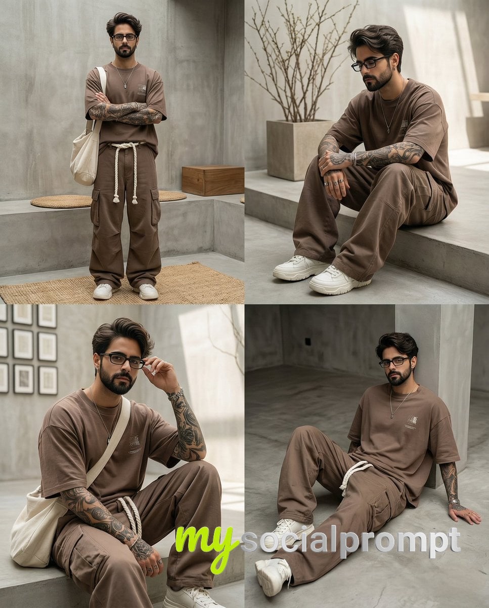 nanobanana prompt: Minimalist Streetwear Fashion Collage