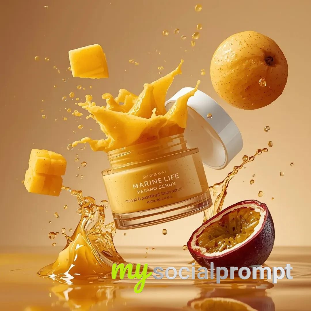 nanobanana prompt: Hyperrealistic Cosmetic Jar Explosion with Tropical Fruit Splash 4