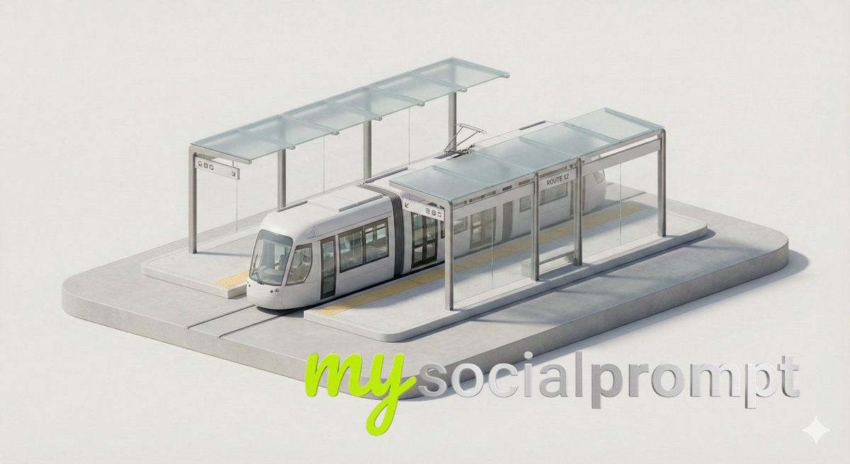 nanobanana prompt: Isometric Diorama of a Minimalist City Transport Stop 2