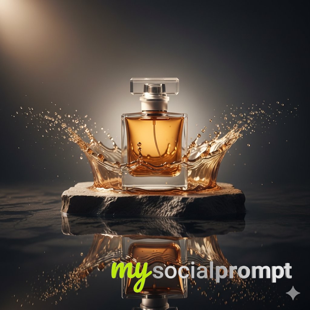 nanobanana prompt: Cinematic Perfume Photography with Hyper-realistic Forest & Aquatic Styling 3