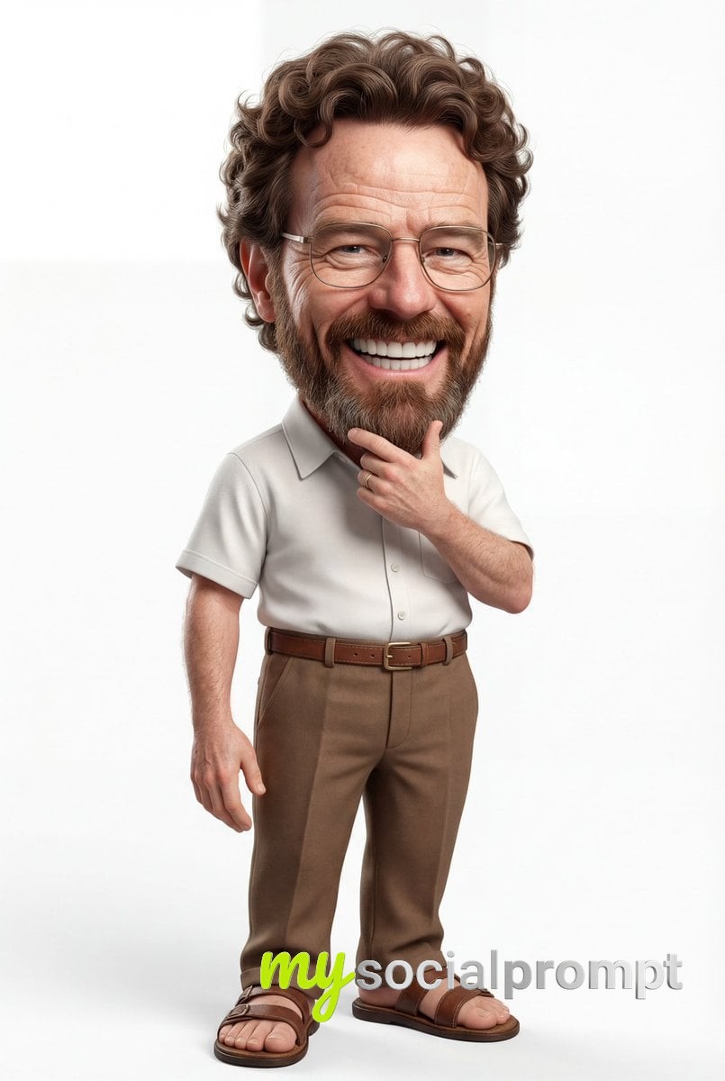 nanobanana prompt: Semi-Realistic 3D Caricature with Exaggerated Features and Casual Pose