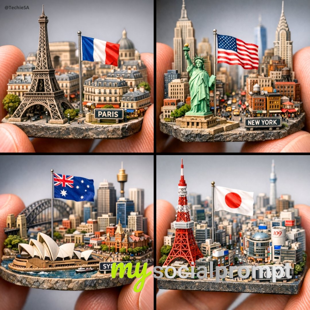 nanobanana prompt: Macro Miniature Diorama with Cinematic Tilt-Shift Realism