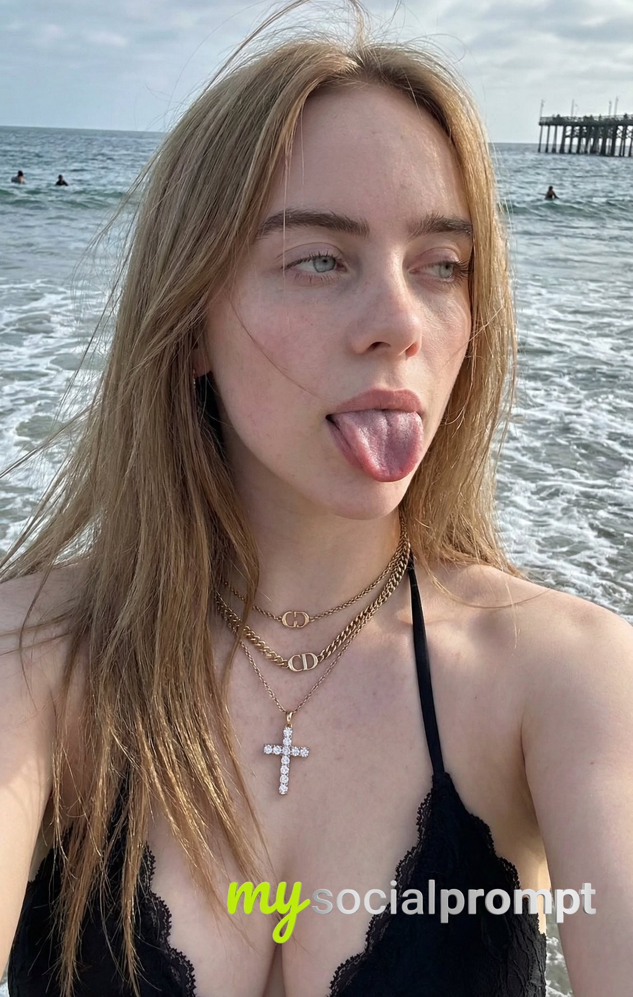 nanobanana prompt: Beach Selfie with Cinematic Lighting & Hyper-realism
