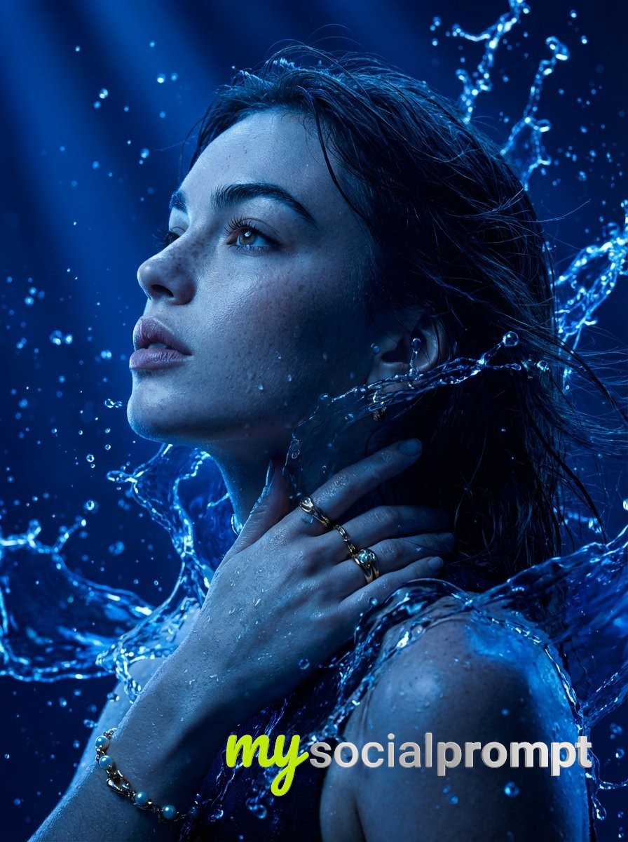 nanobanana prompt: Cinematic Portrait with Electric Blue Volumetric Lighting