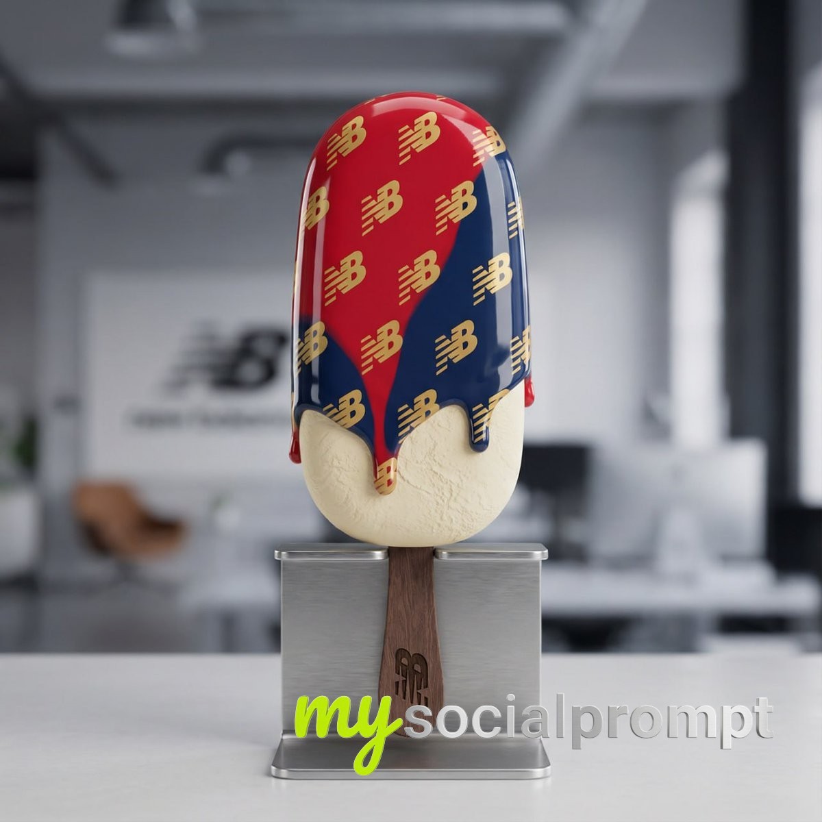 nanobanana prompt: Hyper-realistic 3D Popsicle with Glossy Glaze & Matte Texture