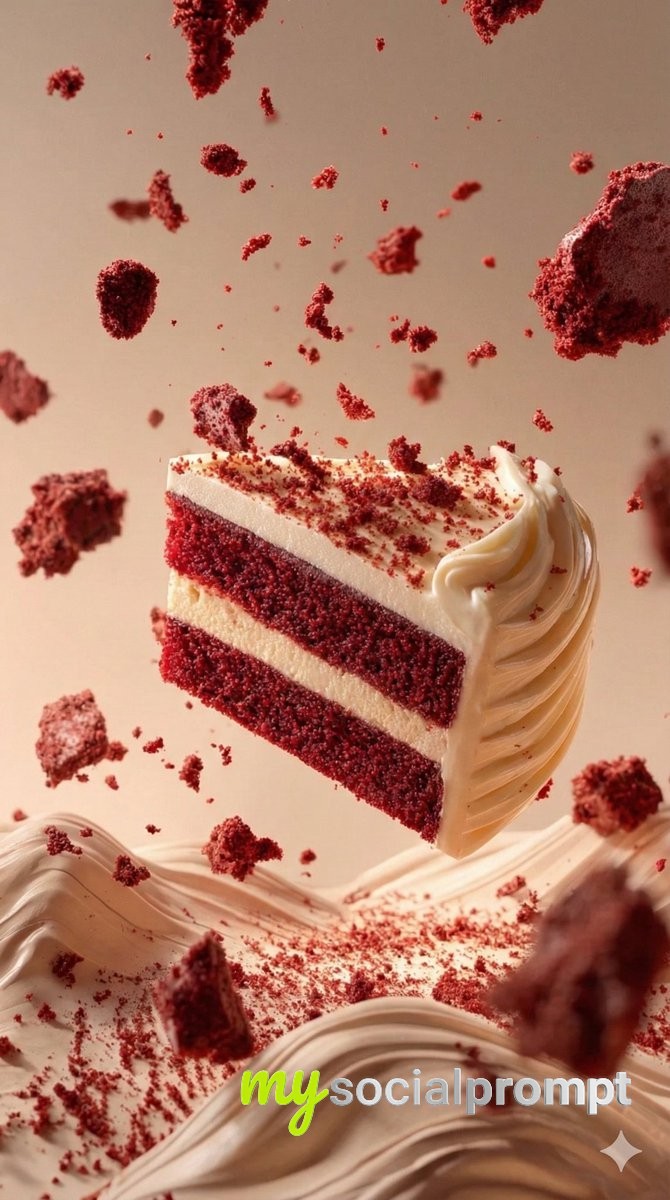 nanobanana prompt: Cinematic Food Photography — Playful Chic Suspended Dessert 3