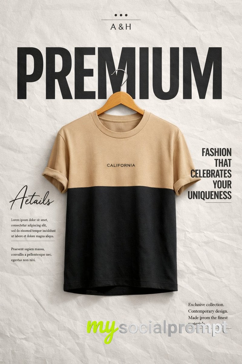 nanobanana prompt: Minimalist Fashion Poster with Cinematic Studio Lighting and Typography
