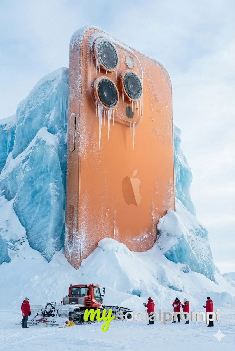 nanobanana prompt: Monumental Coca-Cola Can in Glacial Arctic Landscape, Cinematic Hyper-realism