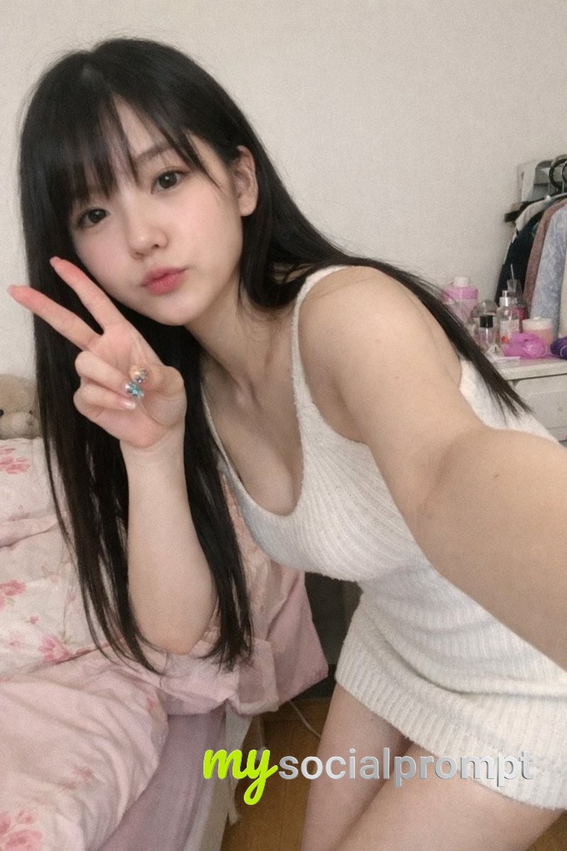 nanobanana prompt: Casual Snapshot Portrait of a Girl in Bedroom, Japanese No-Makeup Look