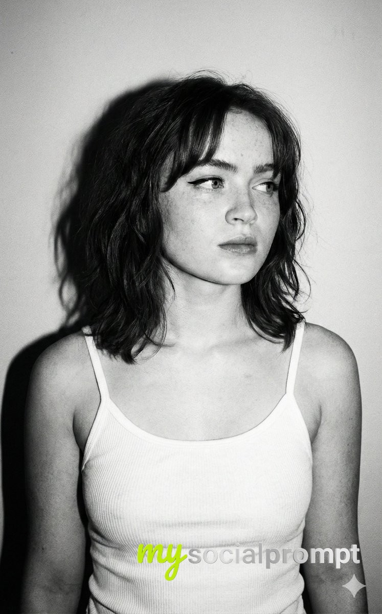 nanobanana prompt: Hyper-realistic B&W Portrait with Flash Photography & Vintage Grunge 3