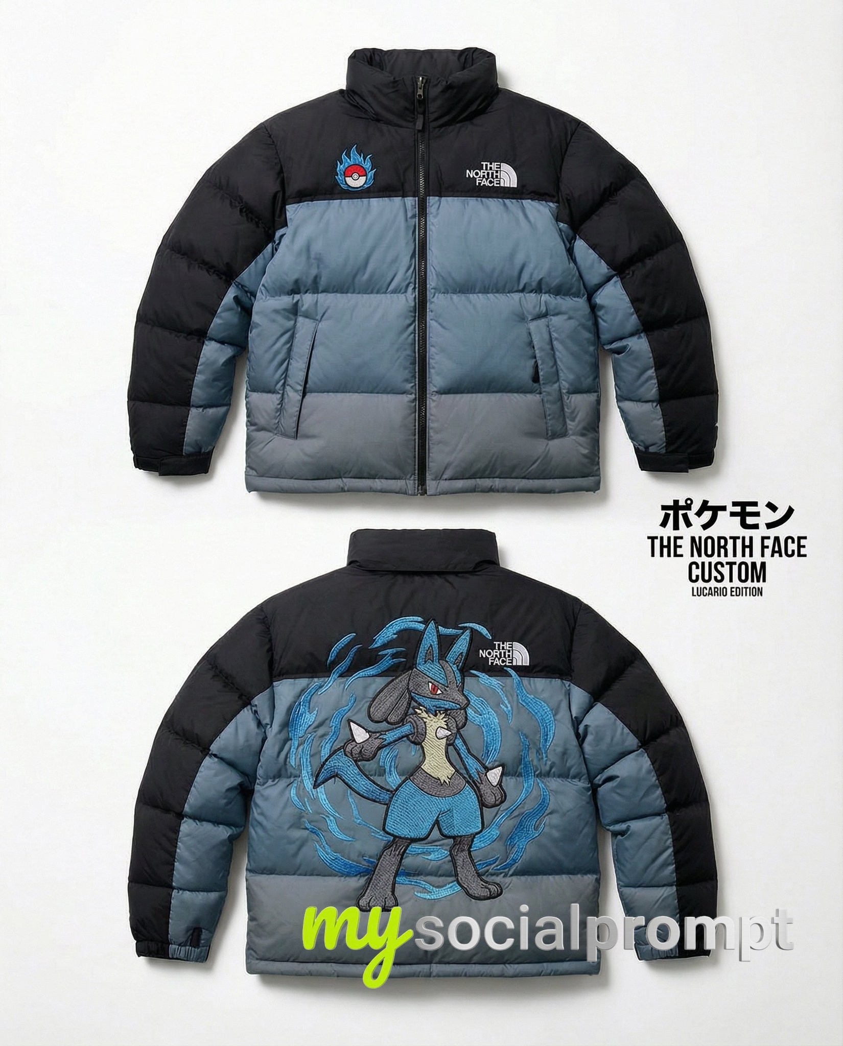 nanobanana prompt: Luxury Streetwear Editorial: Pokémon-Inspired Nuptse Jacket 2