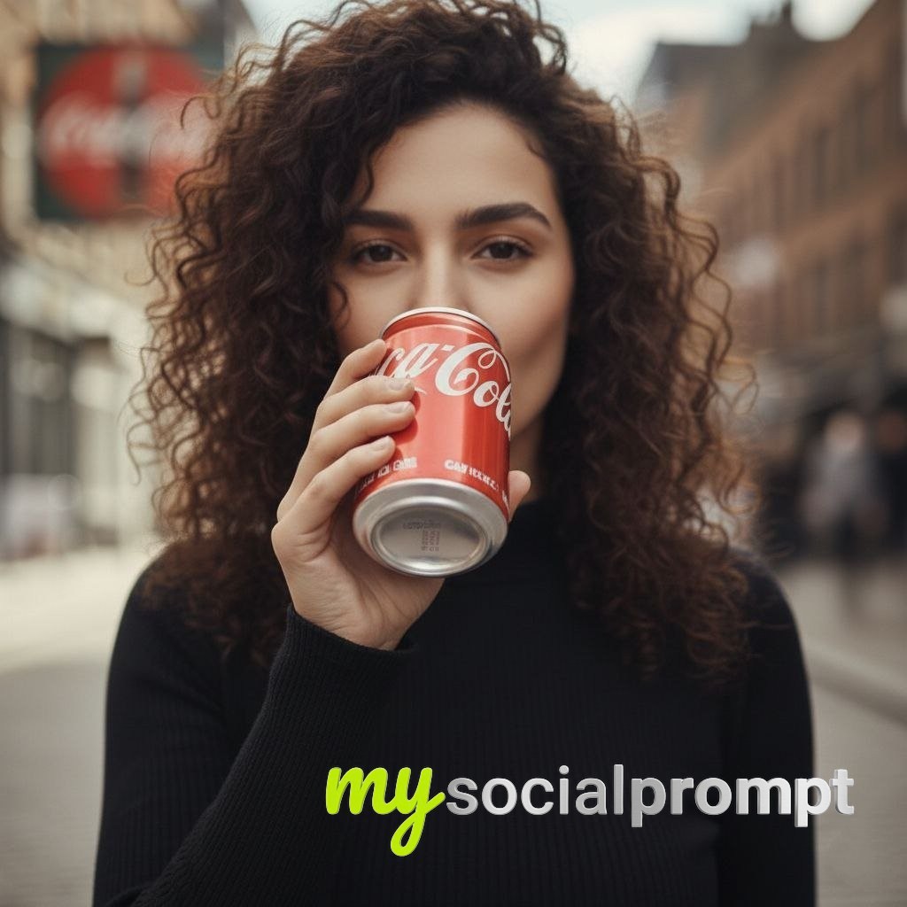nanobanana prompt: Cinematic Urban Lifestyle Portrait with Premium Beverage Aesthetic