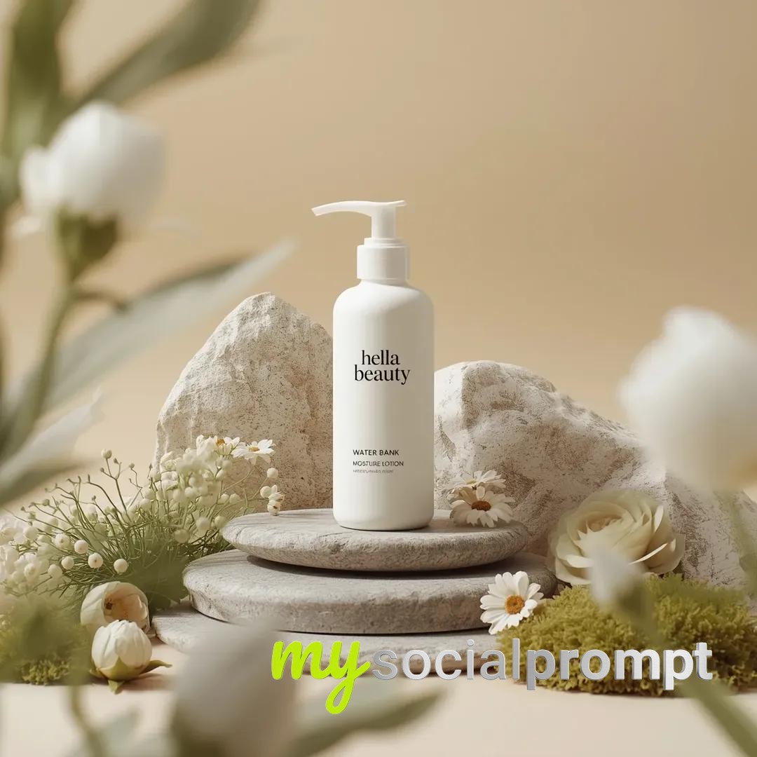 nanobanana prompt: Hyperrealistic Skincare Photography with Botanical Symmetry