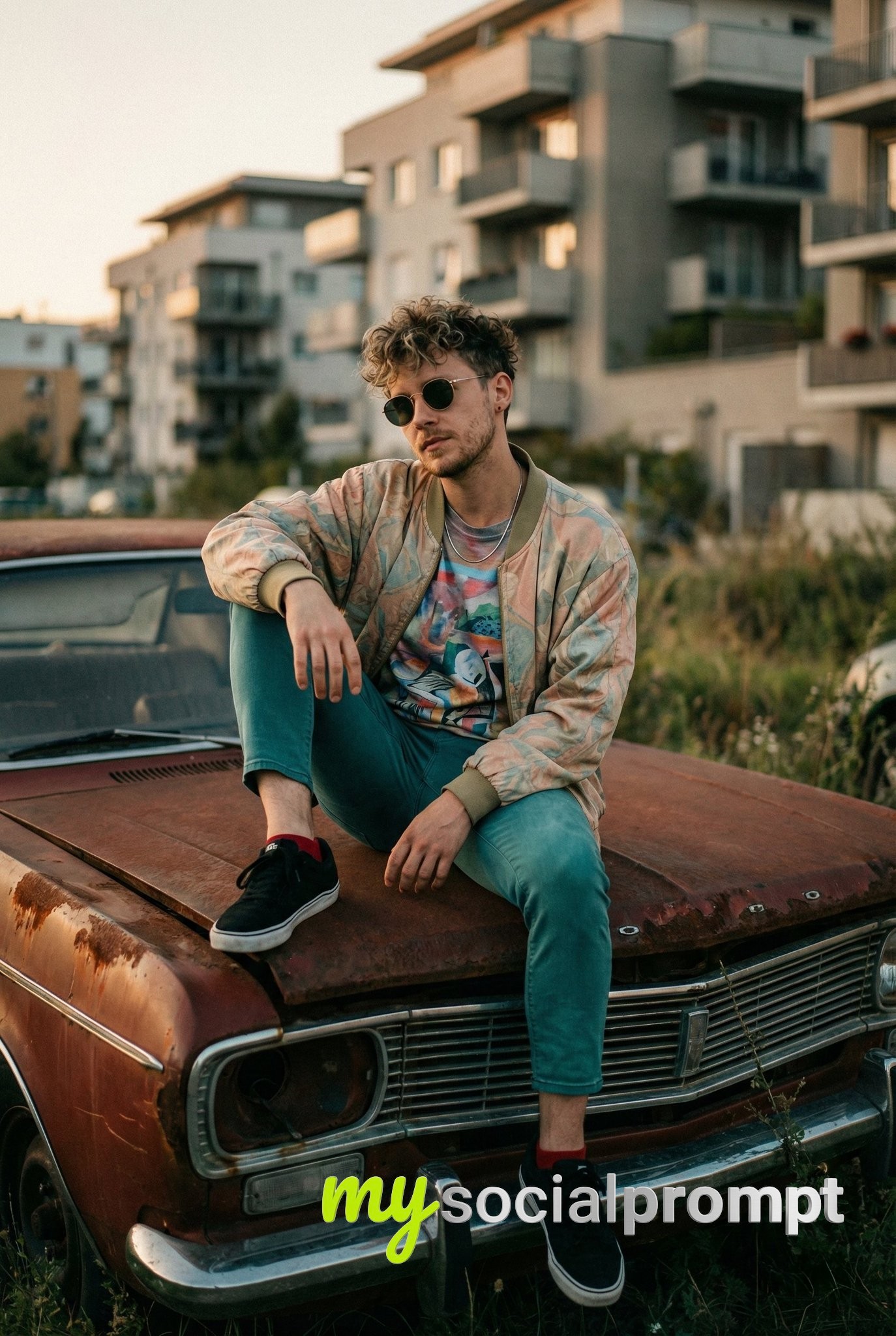 nanobanana prompt: Urban Lifestyle Portrait with Cinematic Golden Hour Lighting - AI Prompt Artwork