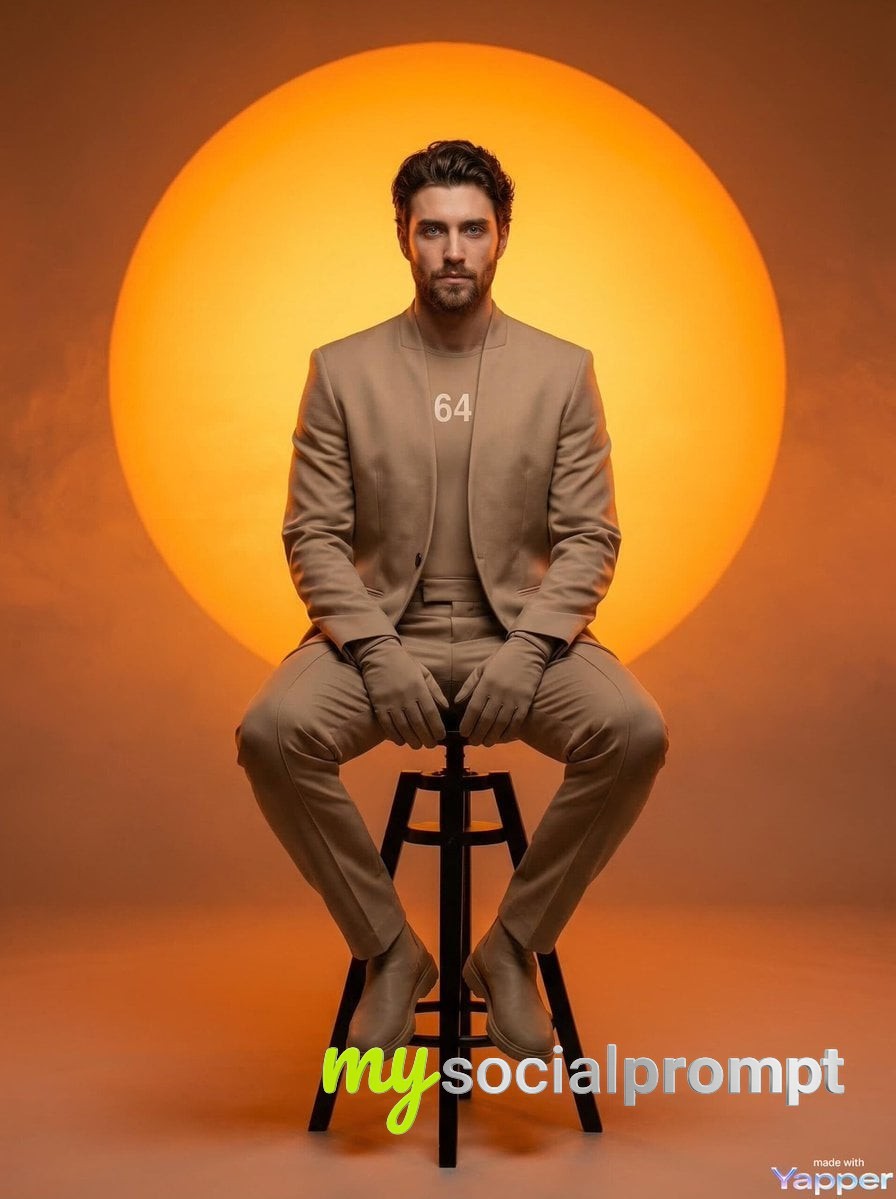nanobanana prompt: Minimalist futuristic portrait with dramatic orange sun
