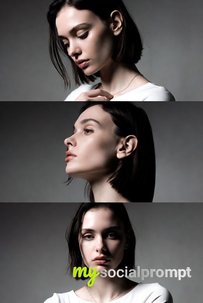nanobanana prompt: Monochrome Fashion Triptych with Cinematic Lighting 2