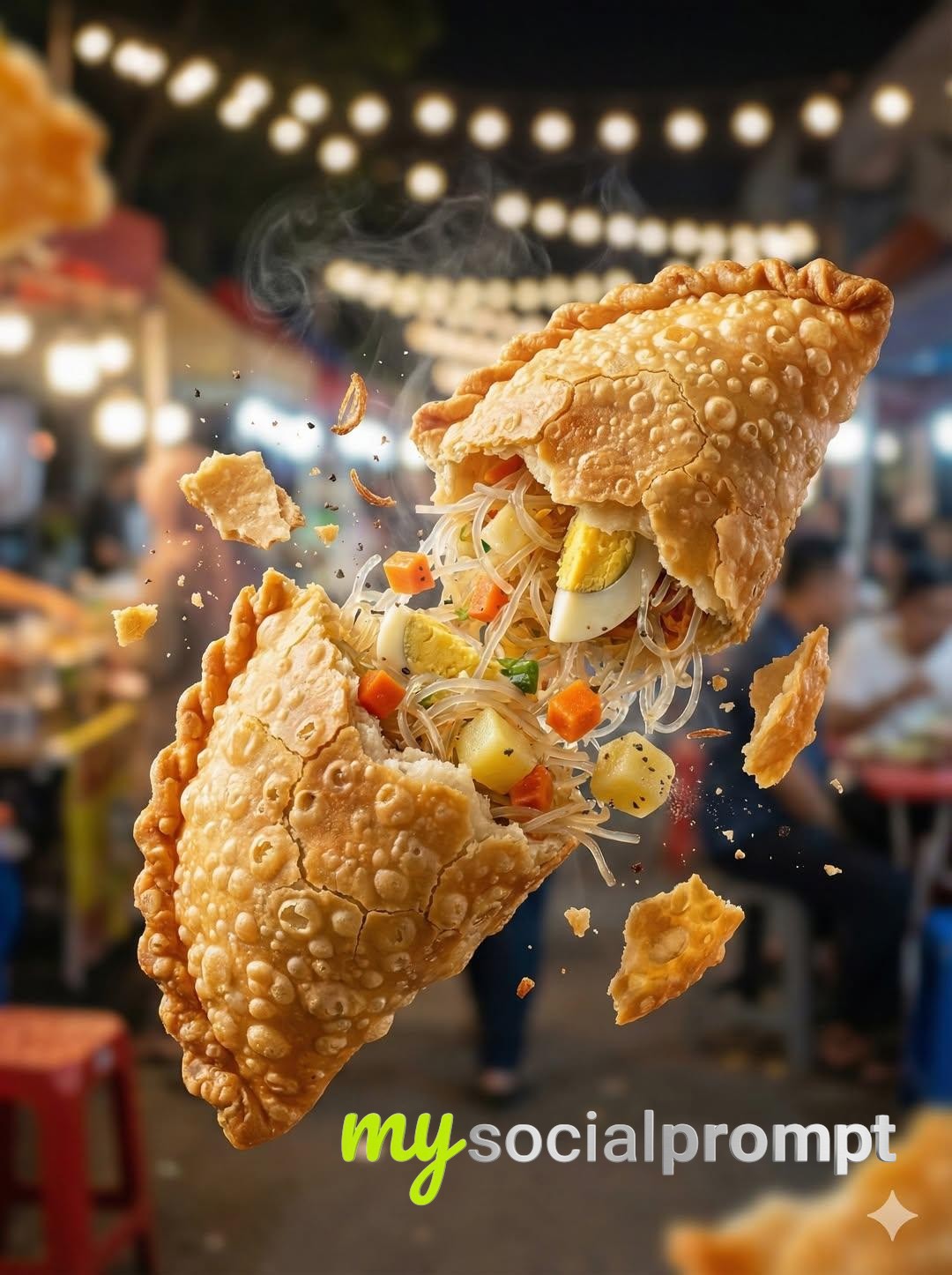 nanobanana prompt: Hyper-real Martabak Telur Macro with Cinematic Street Stall Lighting 3