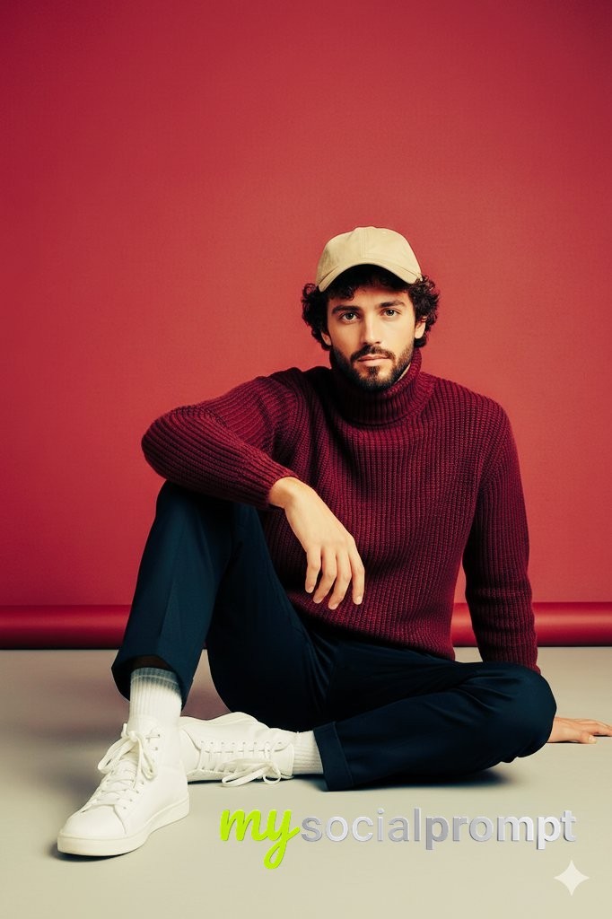 nanobanana prompt: Contemporary Menswear Editorial with Minimalist Studio Composition - AI Prompt Artwork