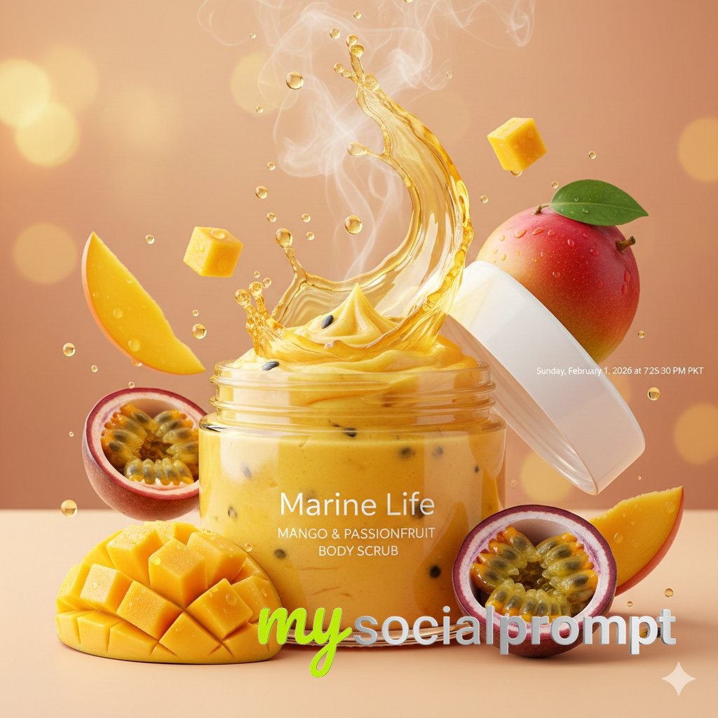 nanobanana prompt: Cinematic Product Photography with Tropical Fruit Splash