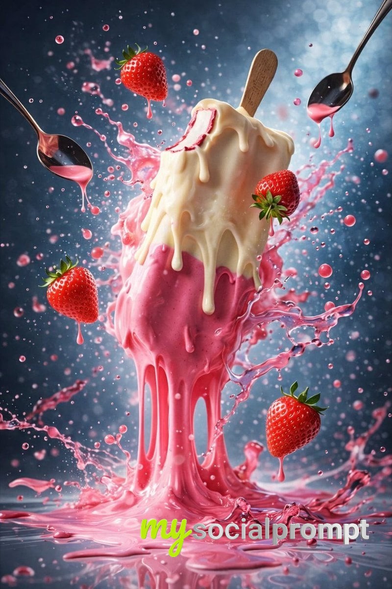 nanobanana prompt: Hyper-Realist Food Photography: Artisanal Ice Cream in Cinematic Splash