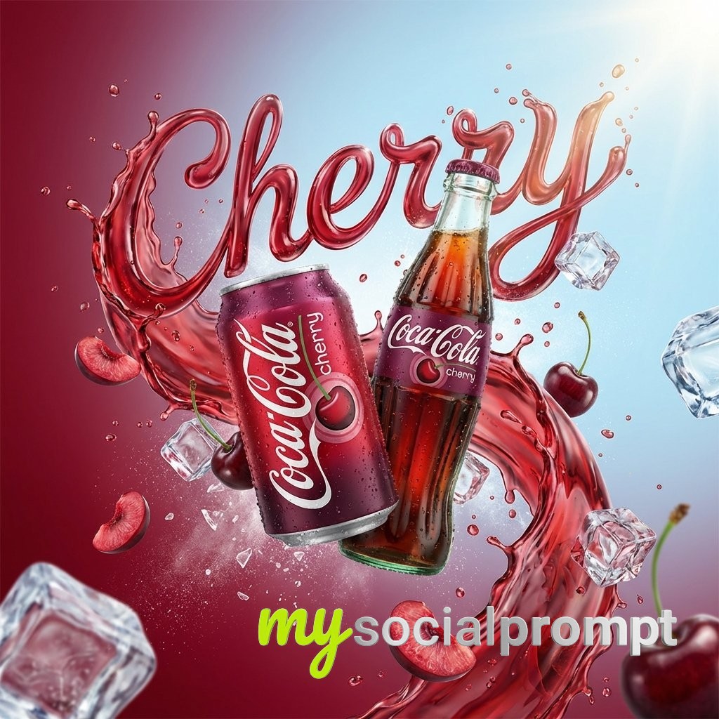 nanobanana prompt: Liquid Typography & Splash Advertising Visual for Premium Drinks 2