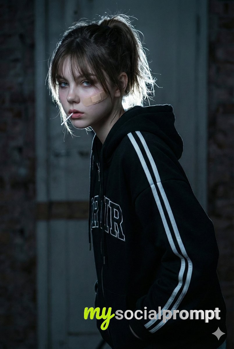 nanobanana prompt: Cinematic Streetwear Portrait with Dramatic Rim Lighting 2