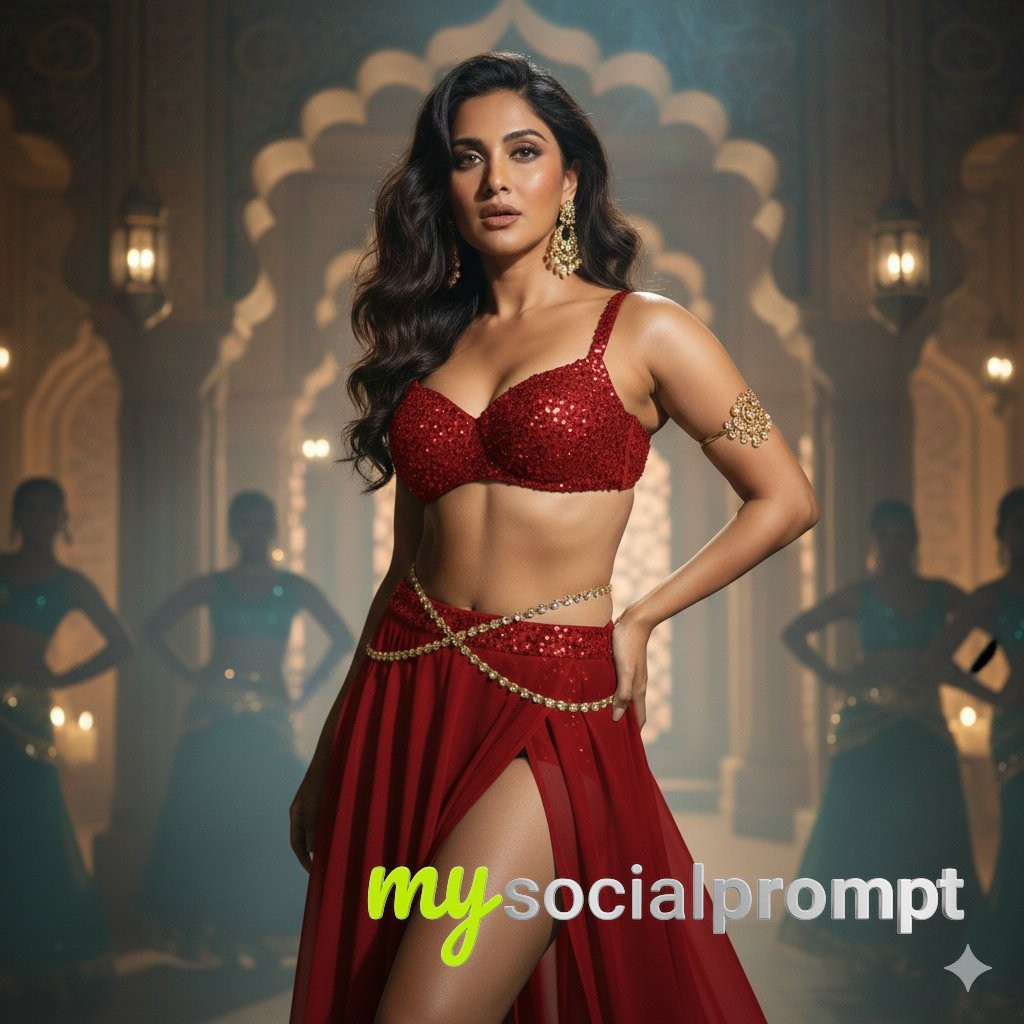 nanobanana prompt: Bollywood Glamour Portrait in Cinematic Golden Hour Lighting - AI Prompt Image 3