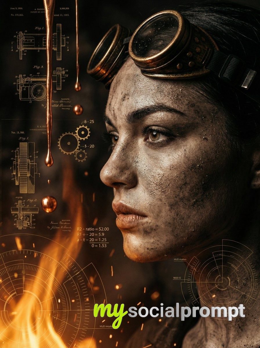 nanobanana prompt: Cinematic Portrait of Weathered Mechanic with Industrial Grit