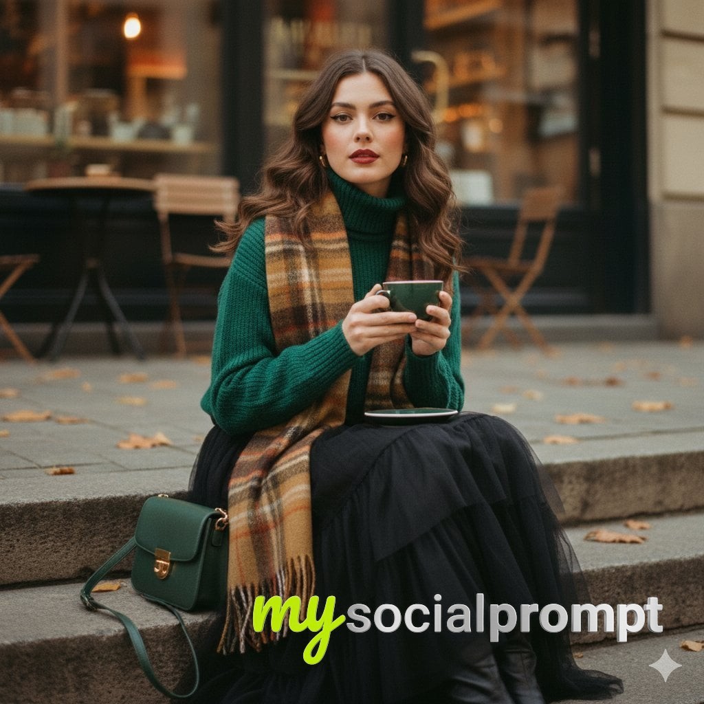nanobanana prompt: 1970s Fashion Portrait with Cinematic Autumn Light