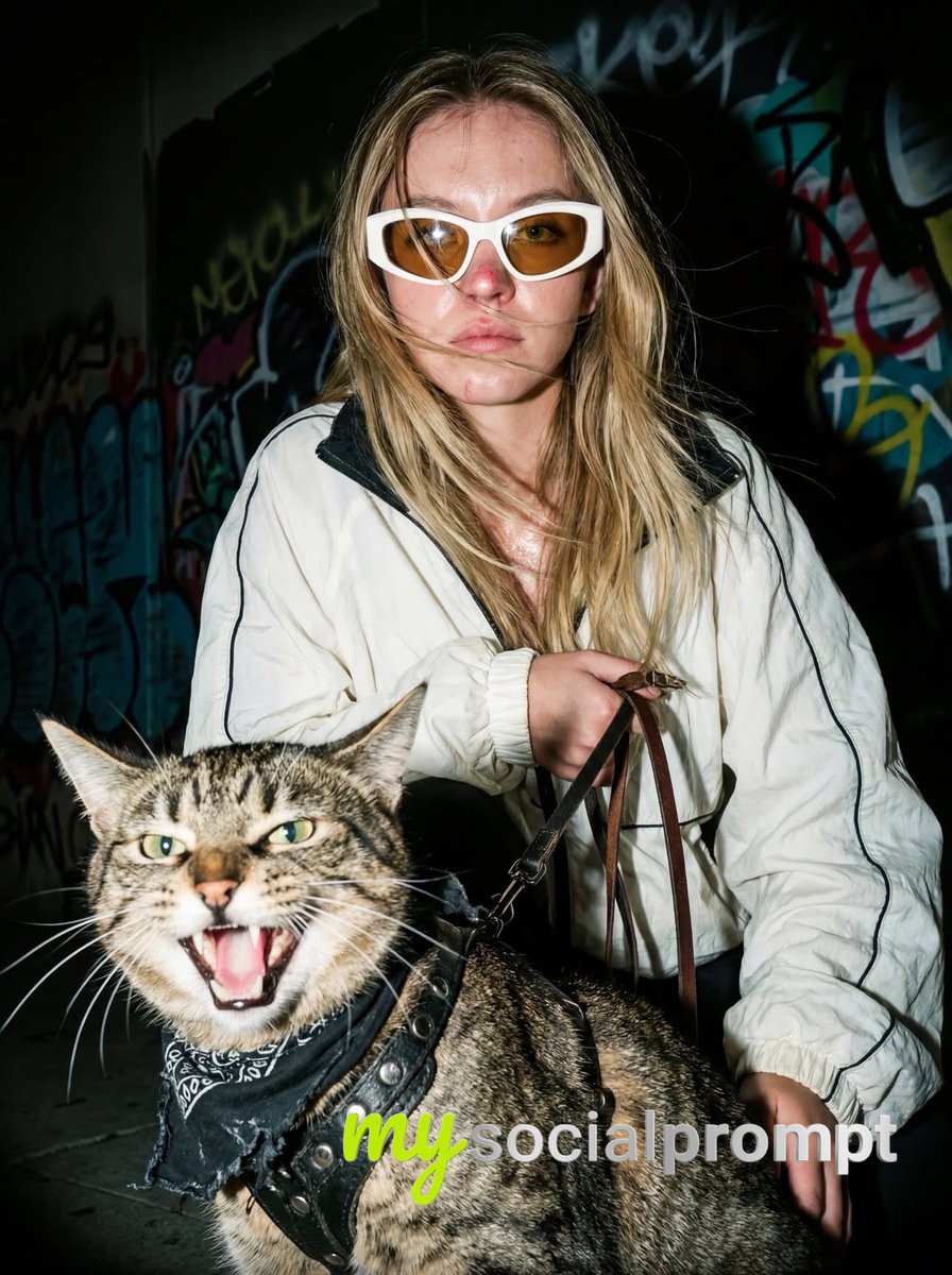 nanobanano prompt: Urban Fashion Editorial with Flash Photography & Gritty Atmosphere