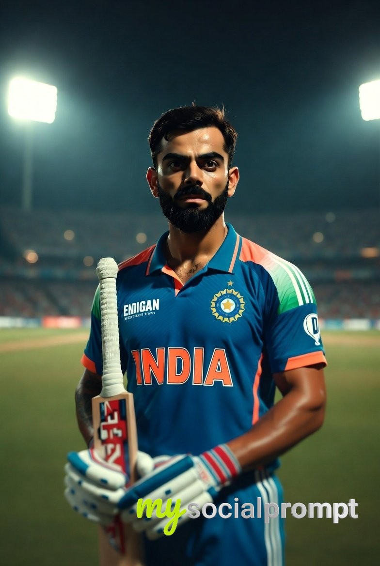 nanobanana prompt: Virat Kohli Cinematic Sports Photography Realistic Portrait 2