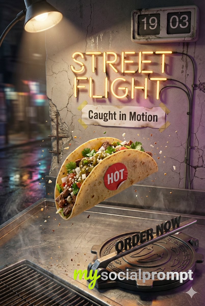 nanobanana prompt: Hyper-realistic Taco Street Scene with Cinematic Lighting 2