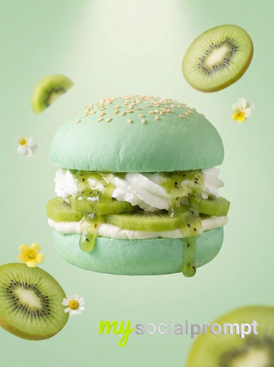 nanobanana prompt: Hyper-Realistic Strawberry Dessert Burger with Pastel Pink Studio Lighting 2
